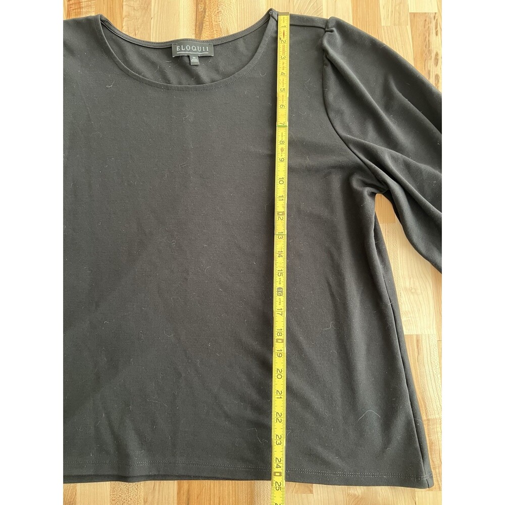 Eloquii Short Puffy Sleeve Top Stretch Elegant Classic Elevated Black 20 - Picture 6 of 8